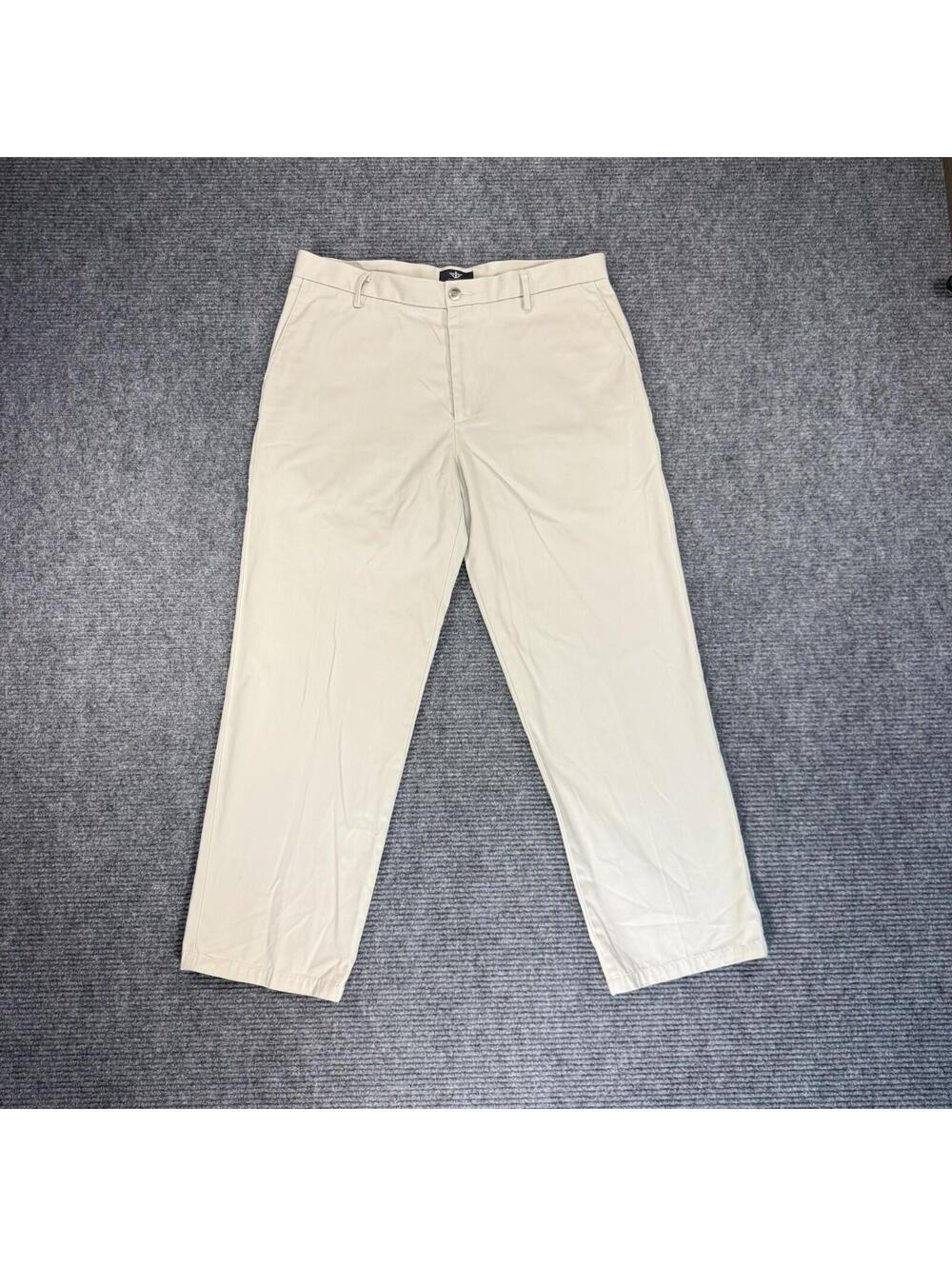 Dockers Signature Khaki Pants Men’s 36x30 Classic Fit D3 Beige Flat Front Chinos